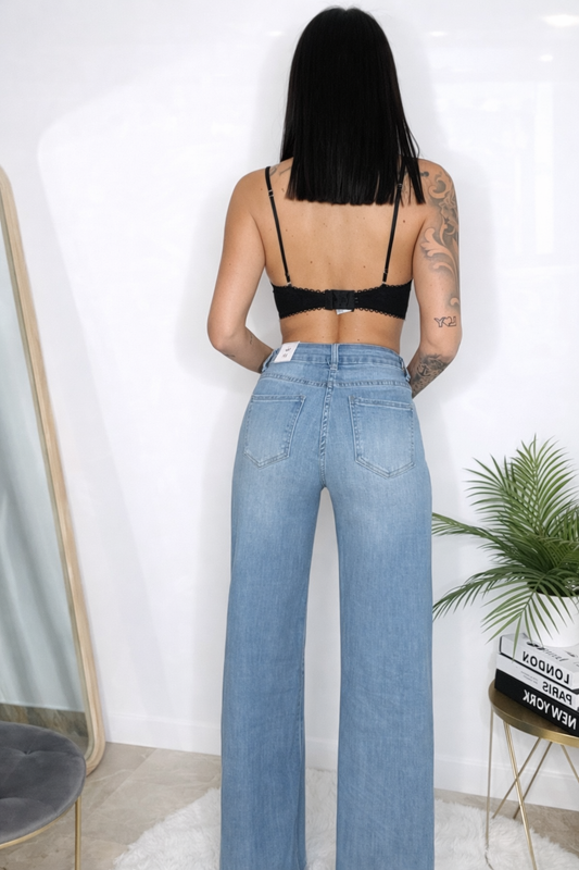 Jeans Wide Leg Raw Cut